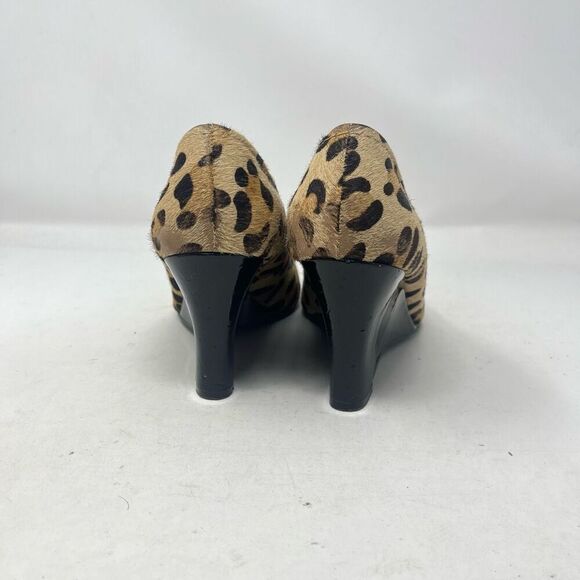 Steven by Steve Madden Leopard Note 1 Leather Upper Wedge Heels Size 8.5 - Picture 3 of 8